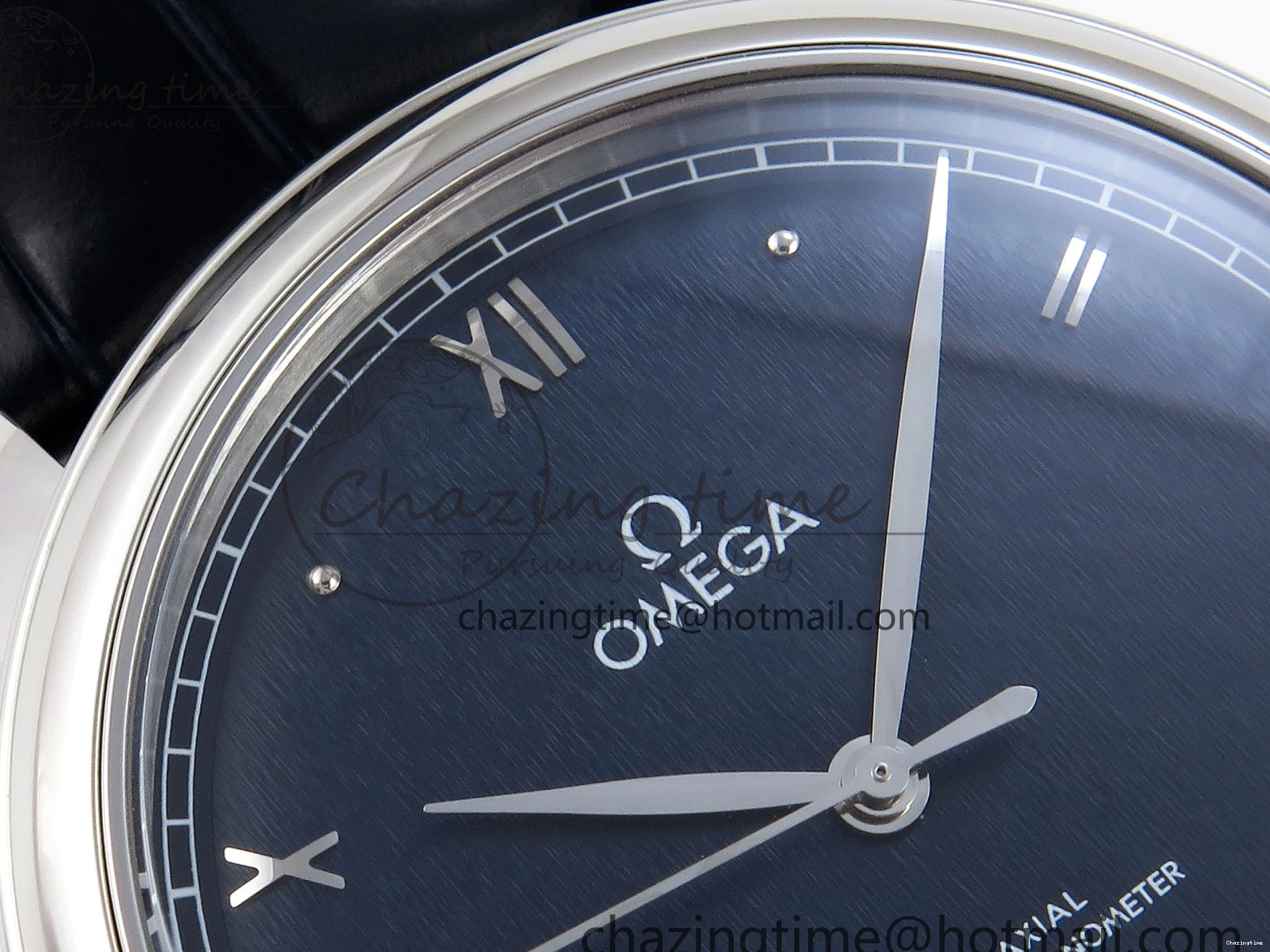 0208 Soft De Ville Date SS MKF 1:1 Best Edition Blue Dial Roman Marker on Black Leather Strap A 7745
